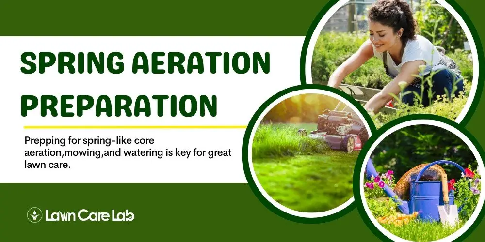 prepping lawn with aeration, mowing and watering